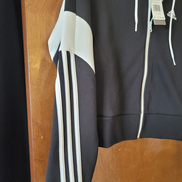 Adidas Black and White Zip-Up Hoodie - Picture 4 of 5
